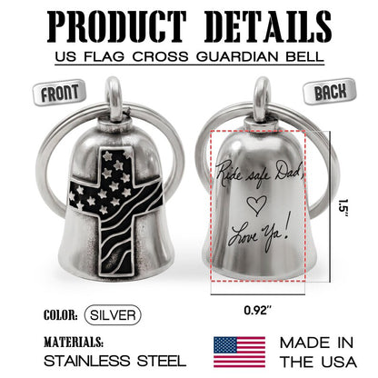 Dad guardian bell with custom engraved handwriting gifts, making an ideal gift for a motorcycle dad.