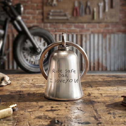 Dad motorcycle bell and personalized harley davidson gifts, serving as a protective dad gremlin bell for biker dads.
