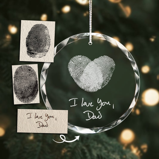 Personalized Handwritten & Fingerprint Memorial Glass Ornament