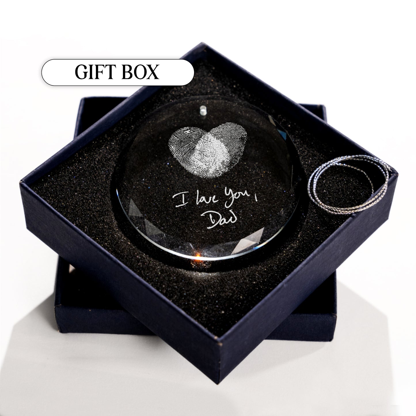 Personalized Handwritten & Fingerprint Memorial Glass Ornament