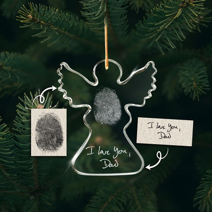 An engraved Christmas ornament, the Personalized Handwritten & Fingerprint Memorial Teardrop Glass Ornament is a cherished remembrance gift.