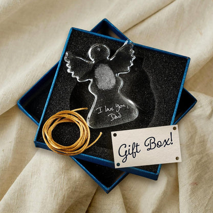 Close-up of a memorial fingerprint ornament, this Personalized Teardrop Glass Ornament is a unique sympathy gift for loss of mother.