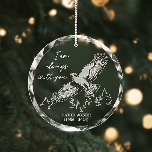 Personalized Hawk Memorial Glass Ornament designed as heartfelt christmas gifts for family