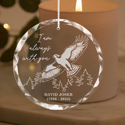 Elegant Personalized Hawk Memorial Glass Ornament crafted as thoughtful sympathy gifts