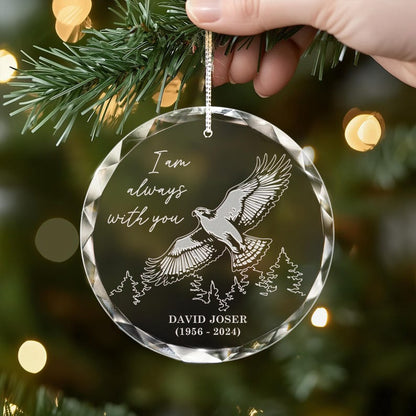 Delicate Personalized Hawk Memorial Glass Ornament created as in loving memory of ornaments