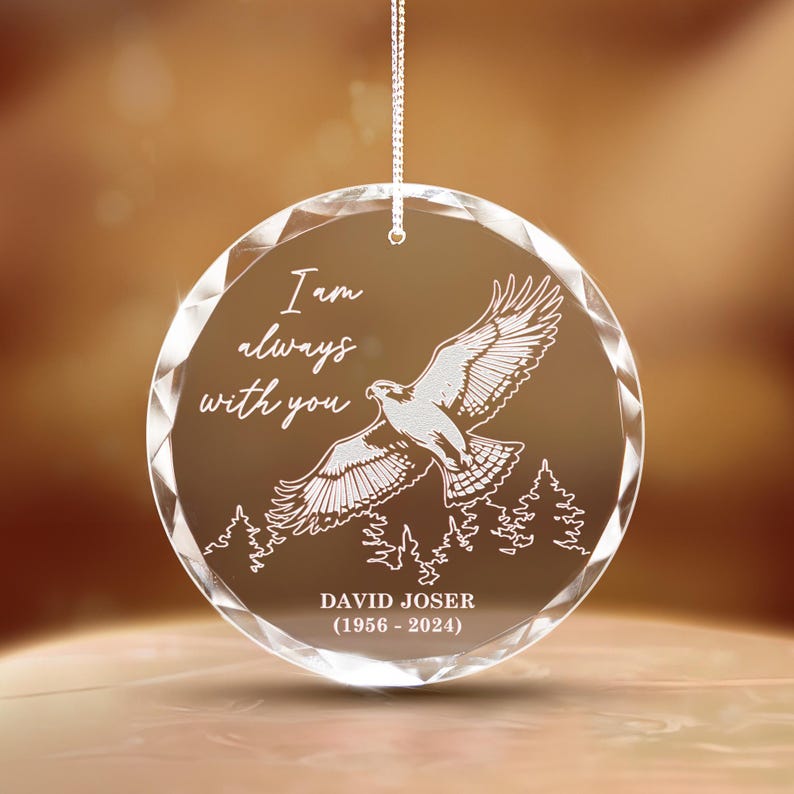 Custom Personalized Hawk Memorial Glass Ornament presented as unique sympathy gifts