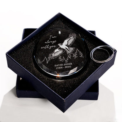 Personalized Hawk Memorial Glass Ornament displayed as elegant memorial ornaments for loved ones