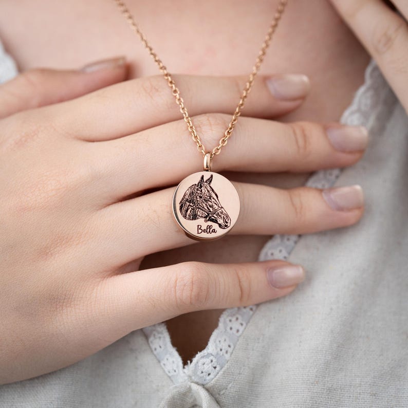 The perfect personalized urn jewelry for horse owners, offering comfort through a unique horse remembrance gift.