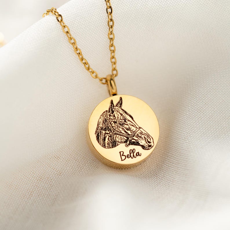 Custom horse themed gifts for horse people, this personalized urn necklace is a heartfelt horse related gift.