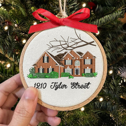 This custom house portrait ornament is a perfect family keepsake, a beautiful personalized Christmas ornament and house warming gift.
