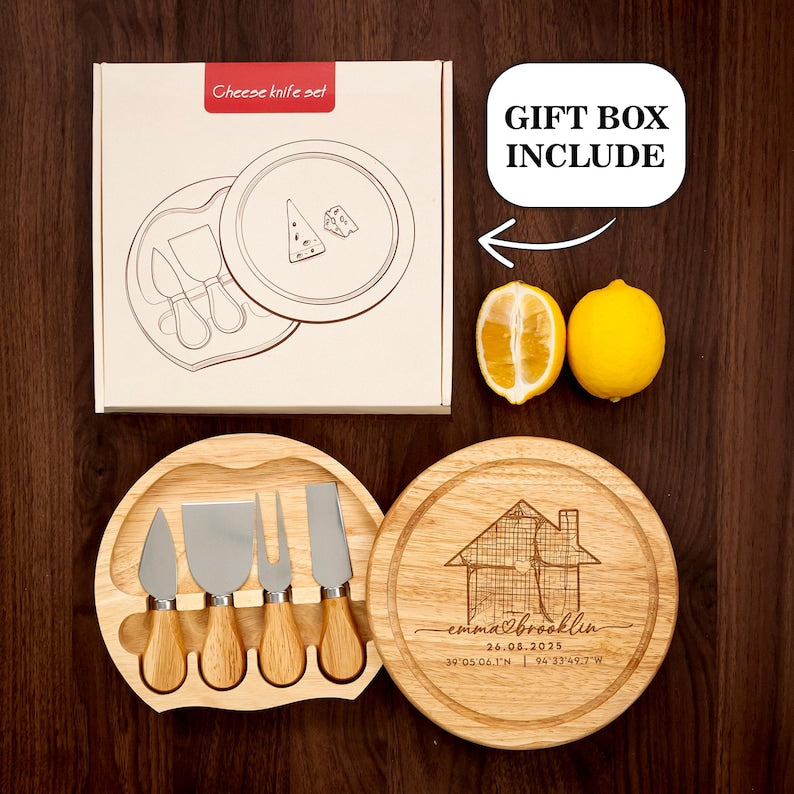 A close-up of a personalized round cheese board, featuring high-quality wood for a unique custom charcuterie board.