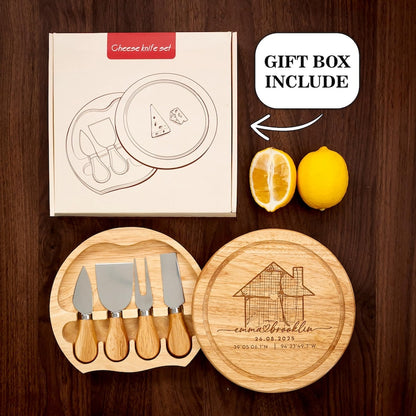 A close-up of a personalized round cheese board, featuring high-quality wood for a unique custom charcuterie board.
