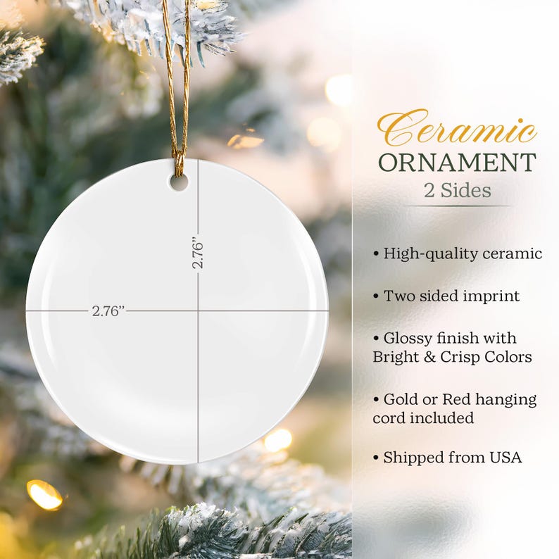 A close-up of an 'I found my missing piece ornament', the Personalized Ceramic Ornament is an ideal couple ornament.