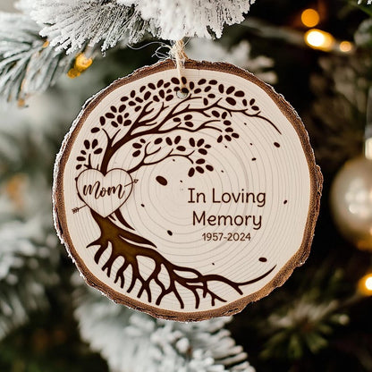 An 'in loving memory ornament' for a beloved mother, this Personalized Wooden Ornament is a cherished 'in memory of' gift.