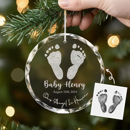 Personalized Infant Loss Memorial Glass Ornament designed as a delicate infant loss ornament