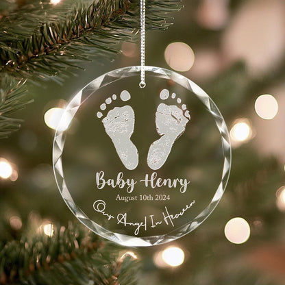 Elegant Personalized Infant Loss Memorial Glass Ornament crafted as timeless memorial ornaments