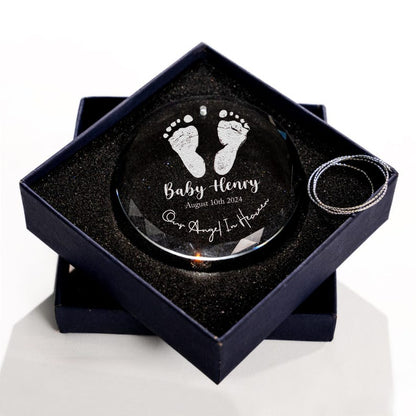 Personalized Infant Loss Memorial Glass Ornament highlighted as thoughtful pregnancy loss gifts and miscarriage ornament