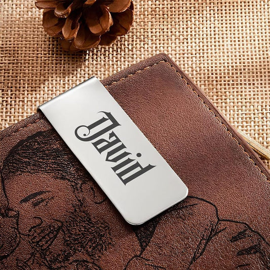 Personalized initial money clip, a unique custom money clip and engraved Father's Day gift for dad.