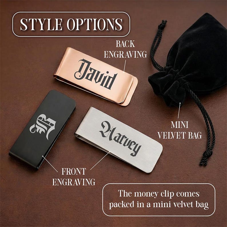 Initial money clip for dad, an ideal engraved gift for a husband who has everything or a special present for your hubby.