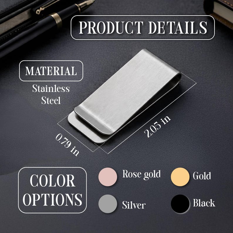 Money clip with initials in stainless steel, a popular groomsmen proposal gift and sentimental gift for your husband.