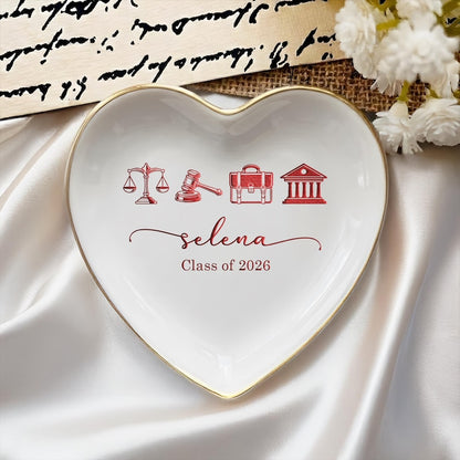 This custom lawyer ring dish is the perfect graduation gift for a new attorney or JD graduate.