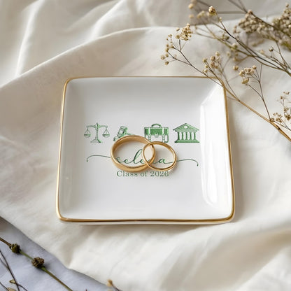 Durable personalized ring holder for lawyers, providing a meaningful way to store professional jewelry.