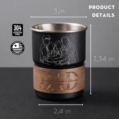 Stainless steel travel mug with family photo gifts engraving, an ideal choice for Father's Day 2026.