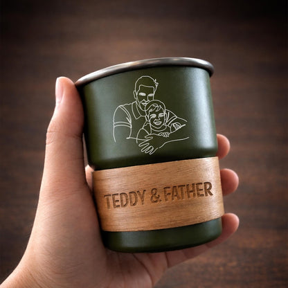 Camping cups stainless steel with custom line art, a premium camper mugs custom gift for Father's Day.