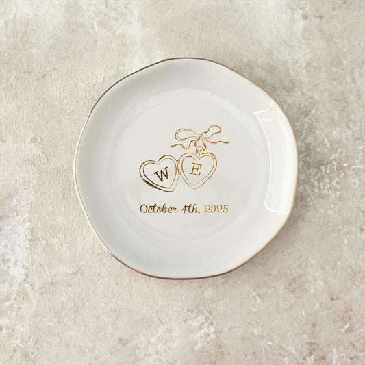 Personalized Locket Wedding Ring Dish as elegant wedding ring dish for bride and groom  
