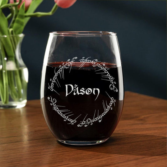 Personalized Lord of The Rings Wine Glass, a unique custom wine glass and ideal Lord of the Rings gift for her or him.