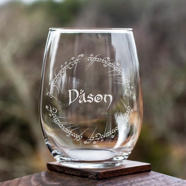 This Lord of the Rings wine glass, a Personalized Lord of The Rings Wine Glass, is a perfect custom wine glass gift.