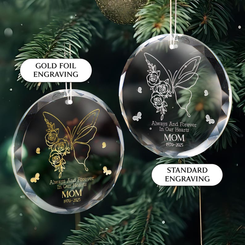 A beautiful butterfly ornament, the Personalized Butterfly Memorial Ornament is a unique memorial ornament and custom sympathy gift.
