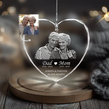 An engraved Christmas ornament, the Personalized Loss Of Parents Memorial Glass Ornament is a cherished remembrance gift.
