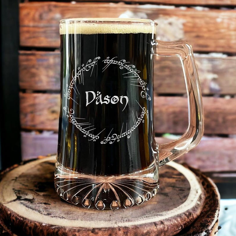 This custom beer glass, a Personalized LOTR Beer Glass with Handle, is an ideal Lord of the Rings gift for her.