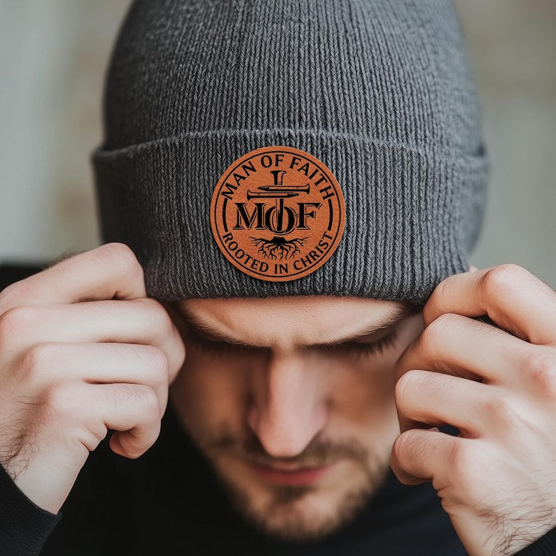 A Personalized Man of Faith Beanie, a unique custom beanie and perfect Christian gift for a religious man.
