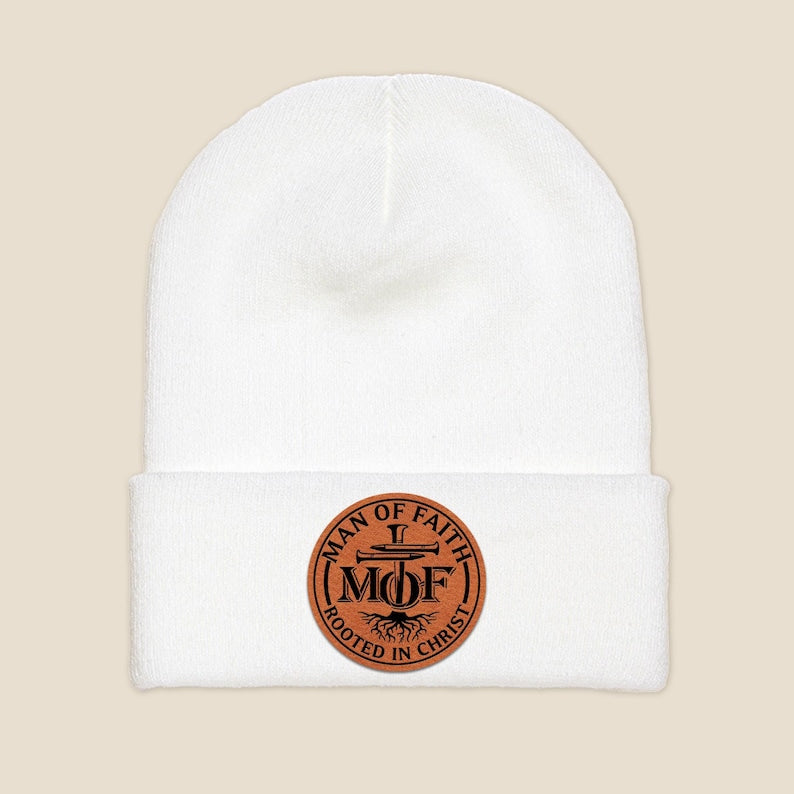 A stylish Personalized Man of Faith Beanie, one of the best gifts for a religious man for Christmas.