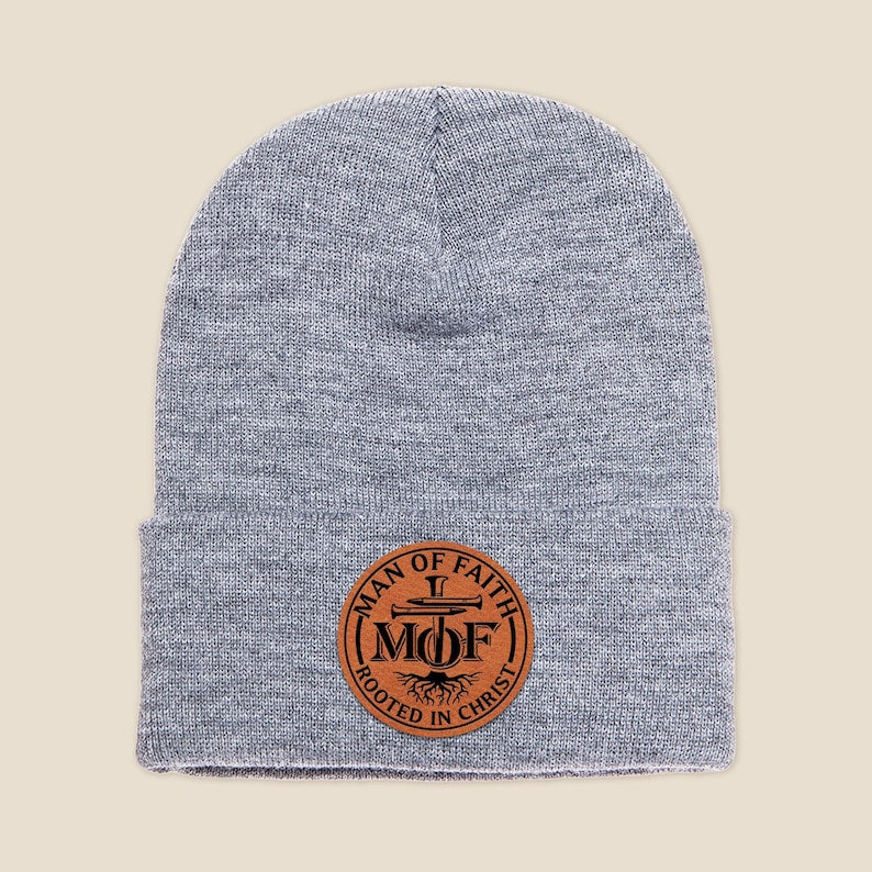 The ideal men's xmas gift, this Personalized Man of Faith Beanie is a custom beanie with a unique faith patch.