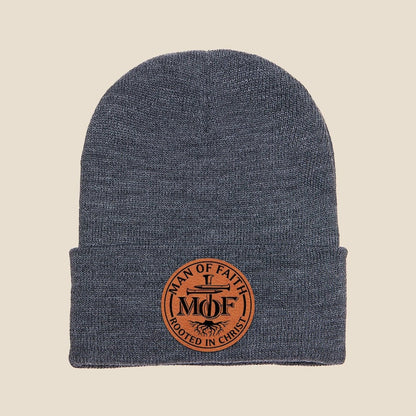 A custom Personalized Man of Faith Beanie, a warm and unique custom patch beanie for any man of faith.