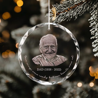 Personalized Memorial Glass Ornament showcased as a meaningful ornament for lost loved one