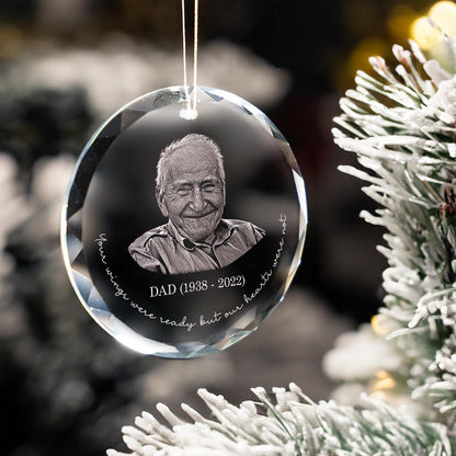 Personalized Memorial Glass Ornament highlighted as sympathy gifts for loss of father