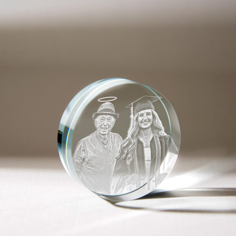 Durable etched night lights, providing a professional way to showcase cherished memorial photos.