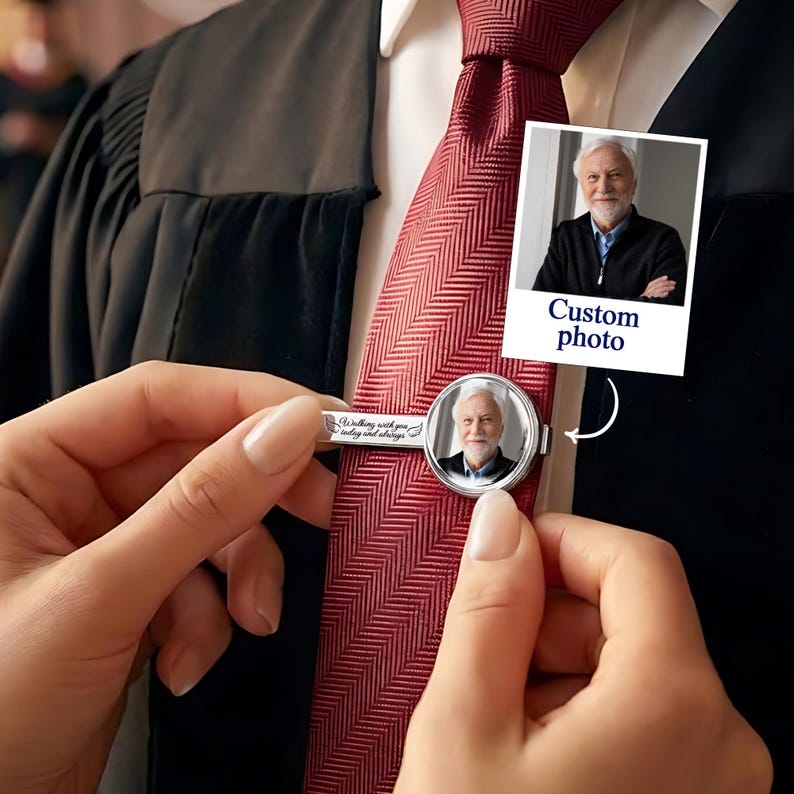 Personalized Memorial Graduation Tie Clip for Class of 2026, a high-quality and sentimental gift.