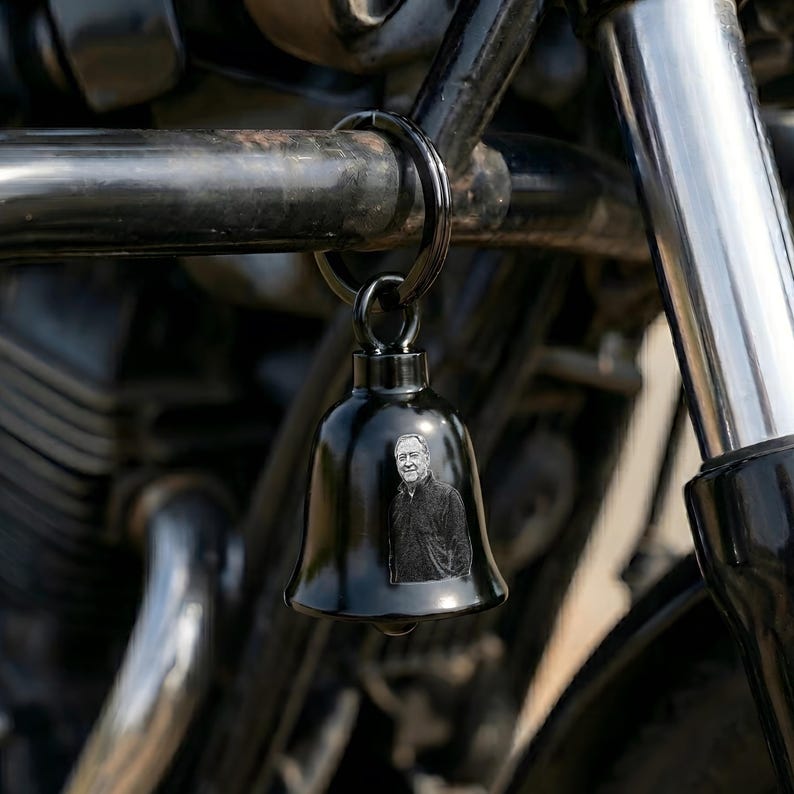 Custom guardian bells for motorcycles and custom engraved gremlin bells, a thoughtful motorcycle Father's Day gift.