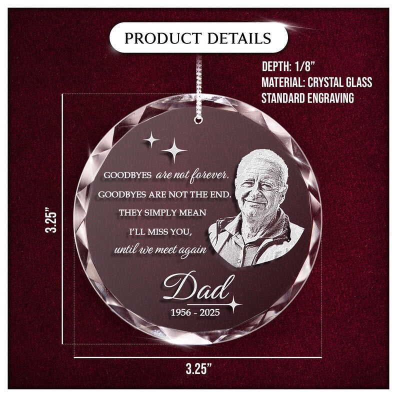 The ideal remembrance gifts for loss of mother, this Personalized Memory Heart Glass Ornament with Photo is a thoughtful sympathy gift.