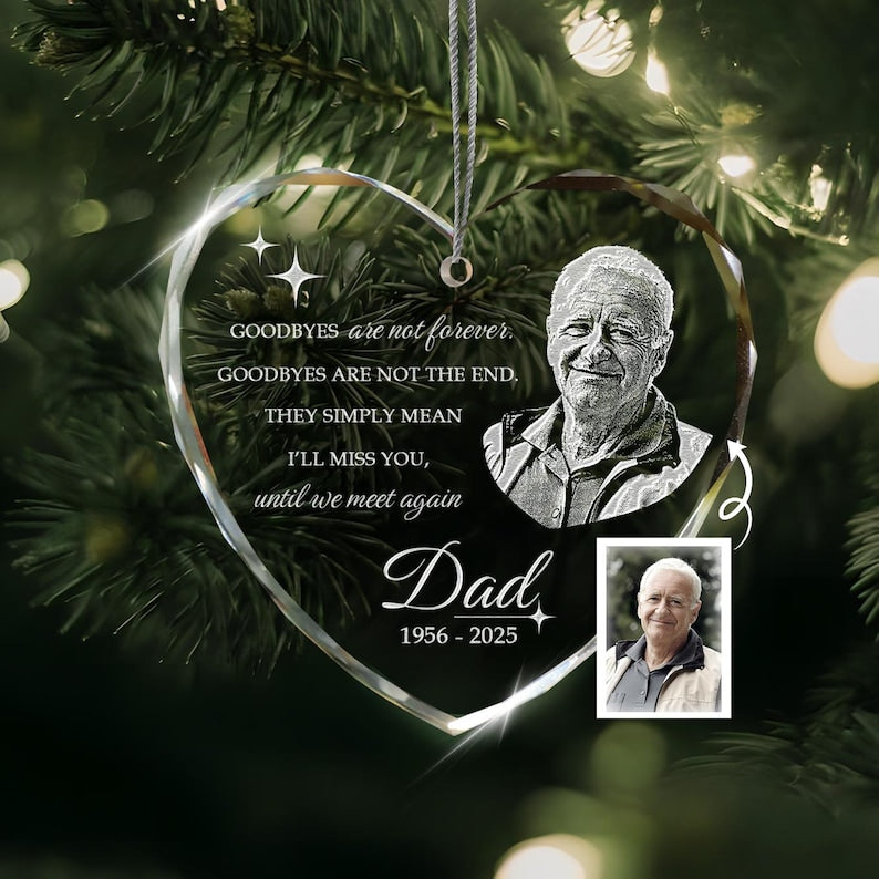 A beautiful personalized gift for someone who lost a parent, the Personalized Memory Heart Glass Ornament with Photo is a cherished keepsake.