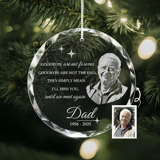 This custom photo memorial ornament, a Personalized Memory Heart Glass Ornament, is a lasting sympathy gift for loss of father.