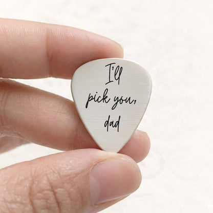 Durable laser engraved guitar pick, providing a professional way to showcase custom messages.