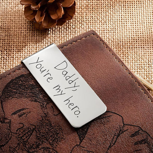 Personalized message money clip, a unique custom money clip and engraved Father's Day gift for dad.