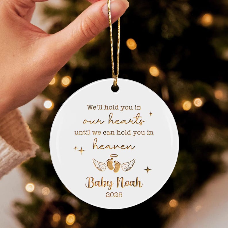 A beautiful ceramic ornament, the Personalized Miscarriage Ceramic Ornament serves as a lasting pregnancy loss gift and memorial.