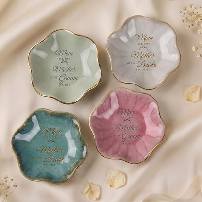 Personalized Mom Wedding Jewelry Dish, a sentimental and high-quality keepsake for your special day.